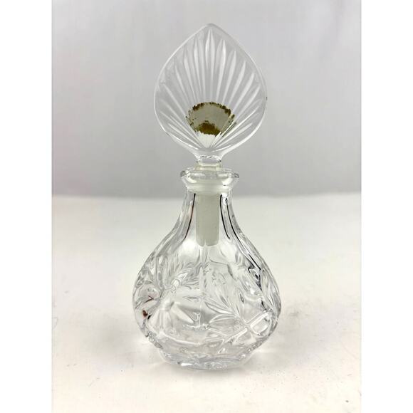 VTG  Lead Crystal Perfume Bottle Czech Republic Clear Stopper Glass 6" - Picture 1 of 16